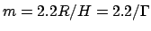 $m=2.2 R/H=2.2/\Gamma$
