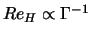 ${Re}_{H} \propto \Gamma^{-1} $